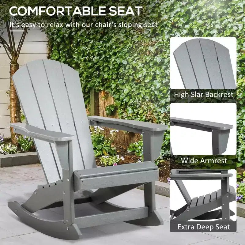 Sedia a dondolo da esterno, sedia a dondolo da portico Adirondack in HDPE per giardino, patio