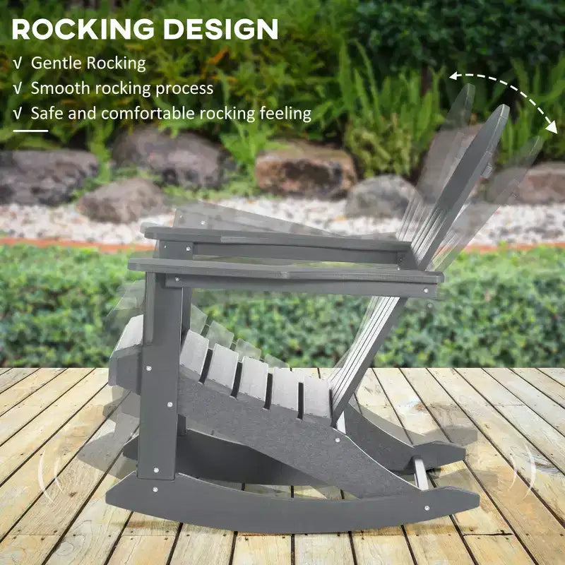 Sedia a dondolo da esterno, sedia a dondolo da portico Adirondack in HDPE per giardino, patio