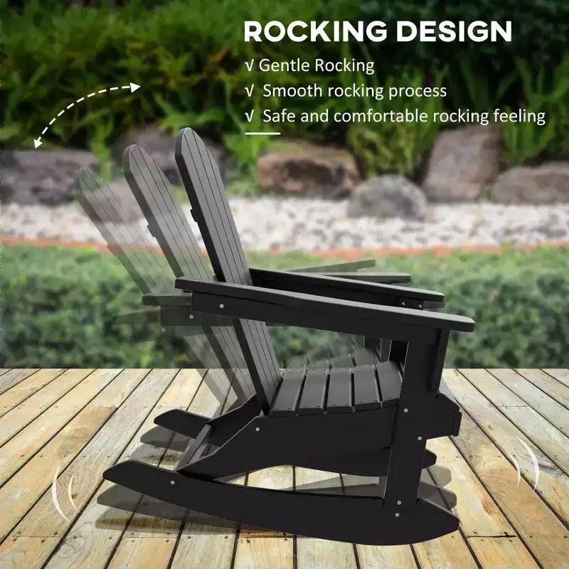 Sedia a dondolo da esterno, sedia a dondolo da portico Adirondack in HDPE per giardino, patio