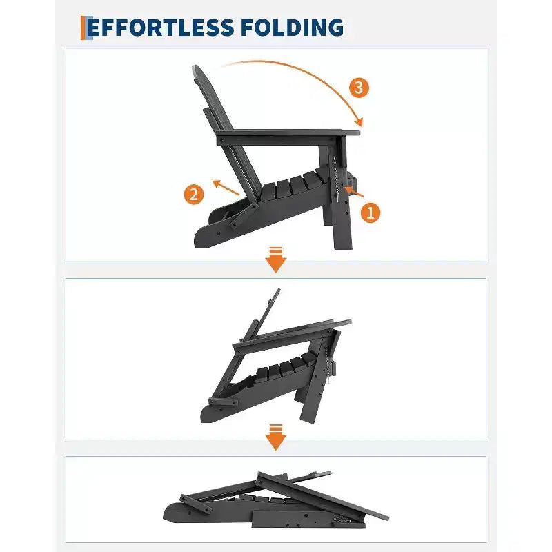 Acekool Sedie Pieghevoli Adirondack set da 2, Sedia da Esterno in Plastica HDPE con Texture Legno, 172kg, per Patio/Terrazza/Giardino