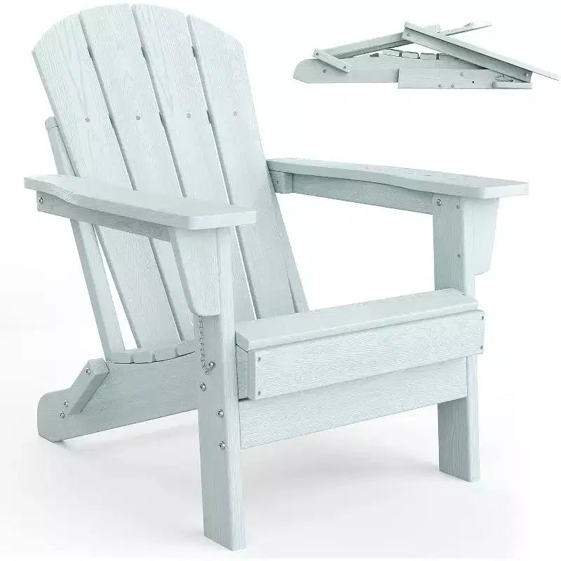 Acekool Sedie Pieghevoli Adirondack set da 2, Sedia da Esterno in Plastica HDPE con Texture Legno, 172kg, per Patio/Terrazza/Giardino