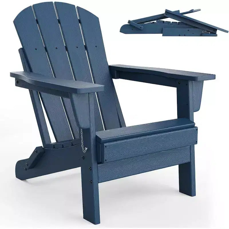 Acekool Sedie Pieghevoli Adirondack set da 2, Sedia da Esterno in Plastica HDPE con Texture Legno, 172kg, per Patio/Terrazza/Giardino