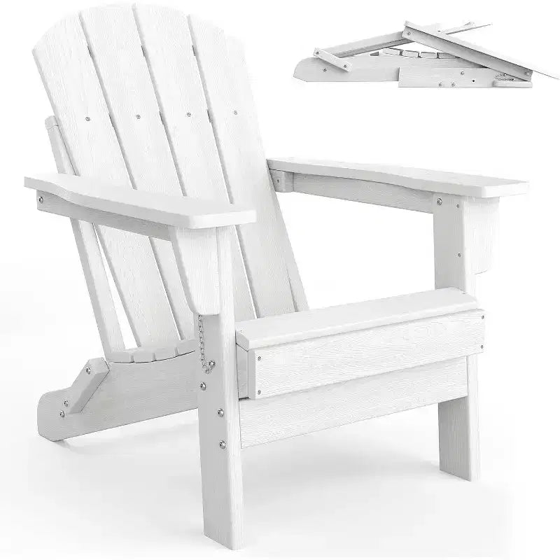 Acekool Sedie Pieghevoli Adirondack set da 2, Sedia da Esterno in Plastica HDPE con Texture Legno, 172kg, per Patio/Terrazza/Giardino