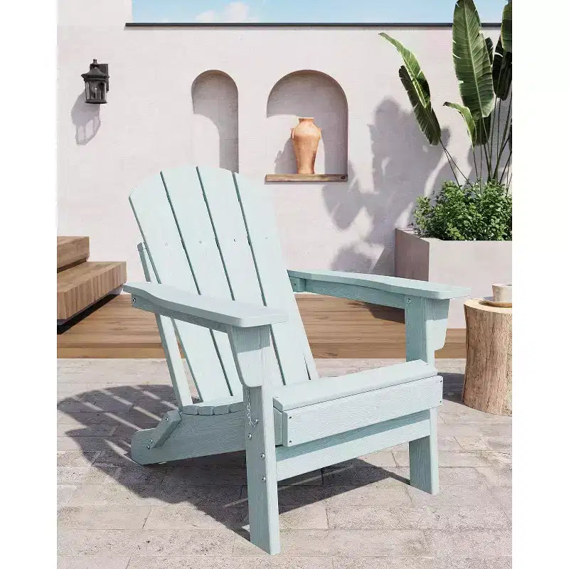 Acekool Sedie Pieghevoli Adirondack set da 2, Sedia da Esterno in Plastica HDPE con Texture Legno, 172kg, per Patio/Terrazza/Giardino