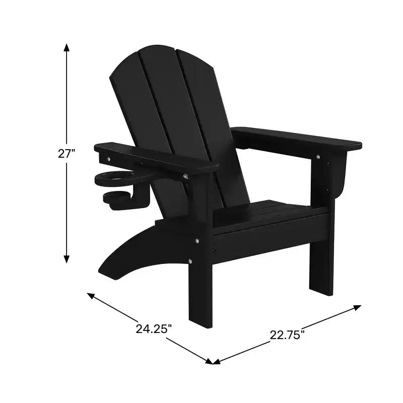 Chaises de patio Adirondack en plastique PEHD pour enfants WestinTrends Malibu avec porte-gobelets (lot de 2)