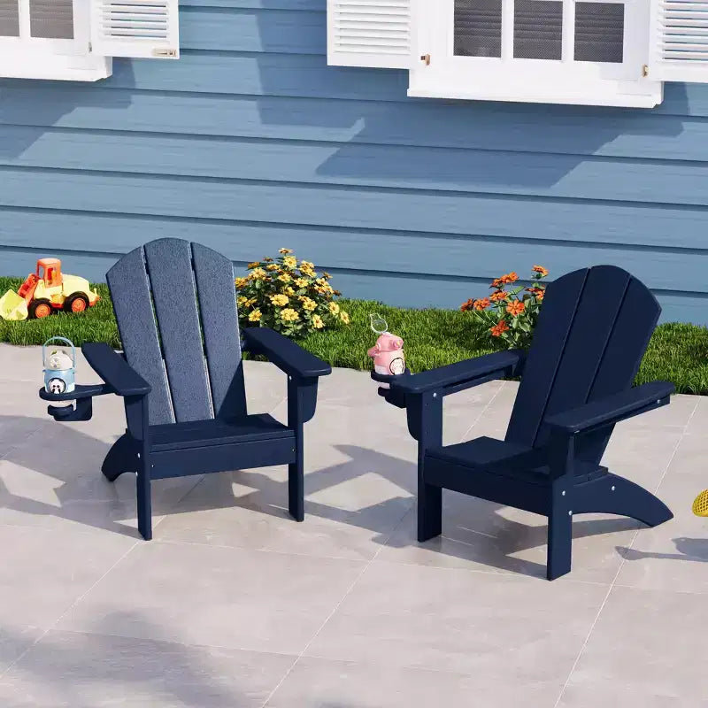 Chaises de patio Adirondack en plastique PEHD pour enfants WestinTrends Malibu avec porte-gobelets (lot de 2)