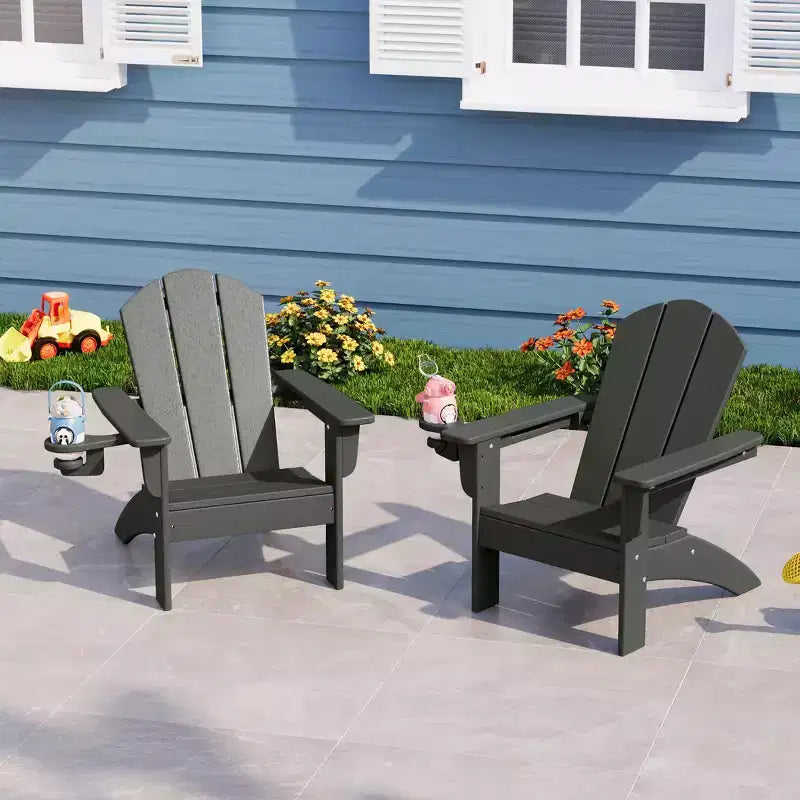 Chaises de patio Adirondack en plastique PEHD pour enfants WestinTrends Malibu avec porte-gobelets (lot de 2)