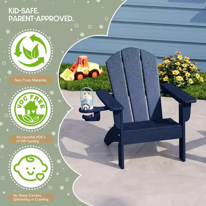 Chaises de patio Adirondack en plastique PEHD pour enfants WestinTrends Malibu avec porte-gobelets (lot de 2)