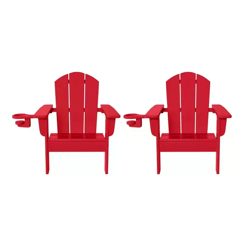 Chaises de patio Adirondack en plastique PEHD pour enfants WestinTrends Malibu avec porte-gobelets (lot de 2)