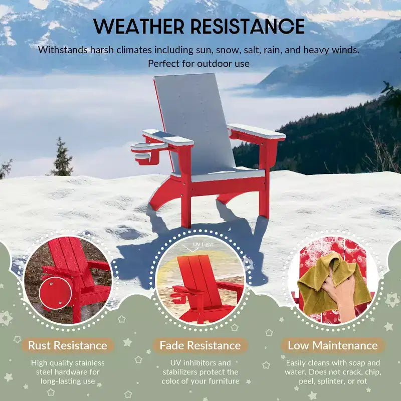 WestinTrends Ashore Sedie da patio moderne Adirondack per bambini in plastica HDPE da esterno con portabicchieri (set da 2)
