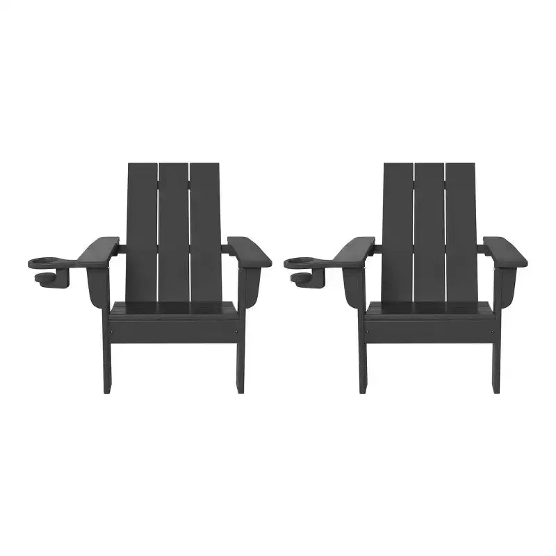 WestinTrends Ashore Sedie da patio moderne Adirondack per bambini in plastica HDPE da esterno con portabicchieri (set da 2)