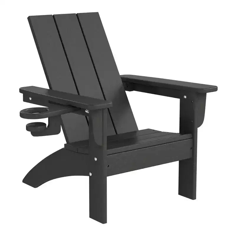 WestinTrends Ashore Sedie da patio moderne Adirondack per bambini in plastica HDPE da esterno con portabicchieri (set da 2)