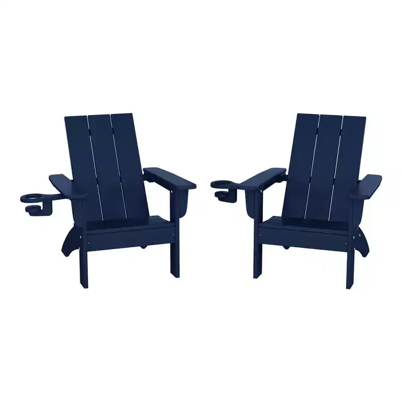 WestinTrends Ashore Sedie da patio moderne Adirondack per bambini in plastica HDPE da esterno con portabicchieri (set da 2)