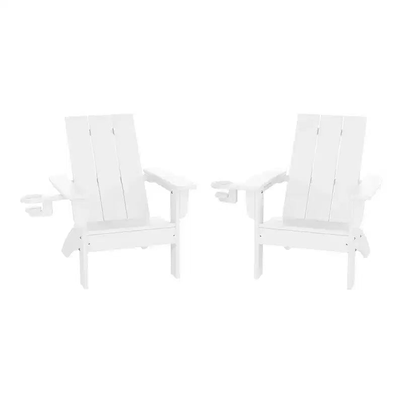 WestinTrends Ashore Sedie da patio moderne Adirondack per bambini in plastica HDPE da esterno con portabicchieri (set da 2)