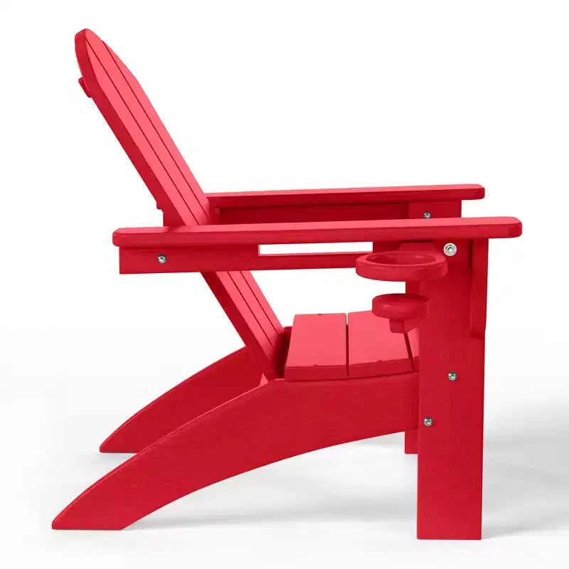 Ensemble de 3 chaises Adirondack WestinTrends Malibu en PEHD pour enfants avec table d'appoint carrée et porte-gobelets