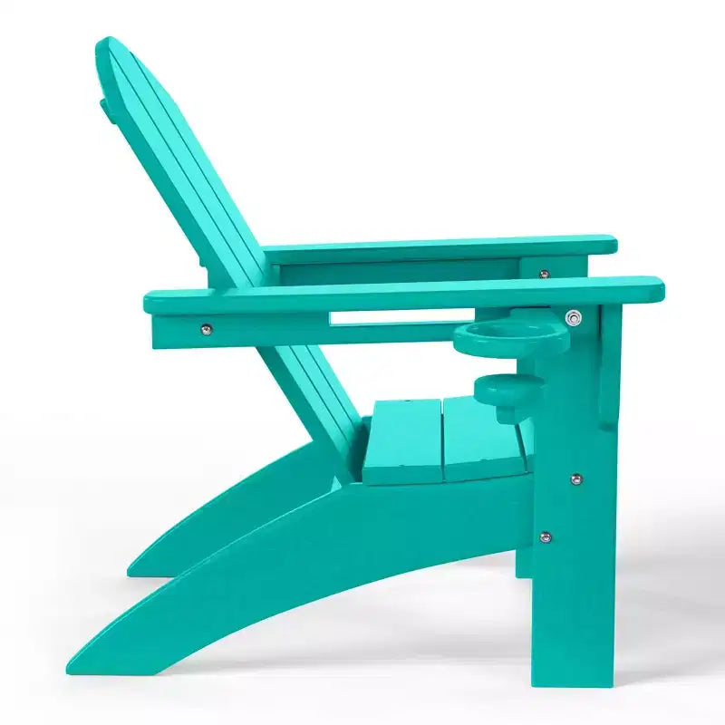 Ensemble de 3 chaises Adirondack WestinTrends Malibu en PEHD pour enfants avec table d'appoint carrée et porte-gobelets