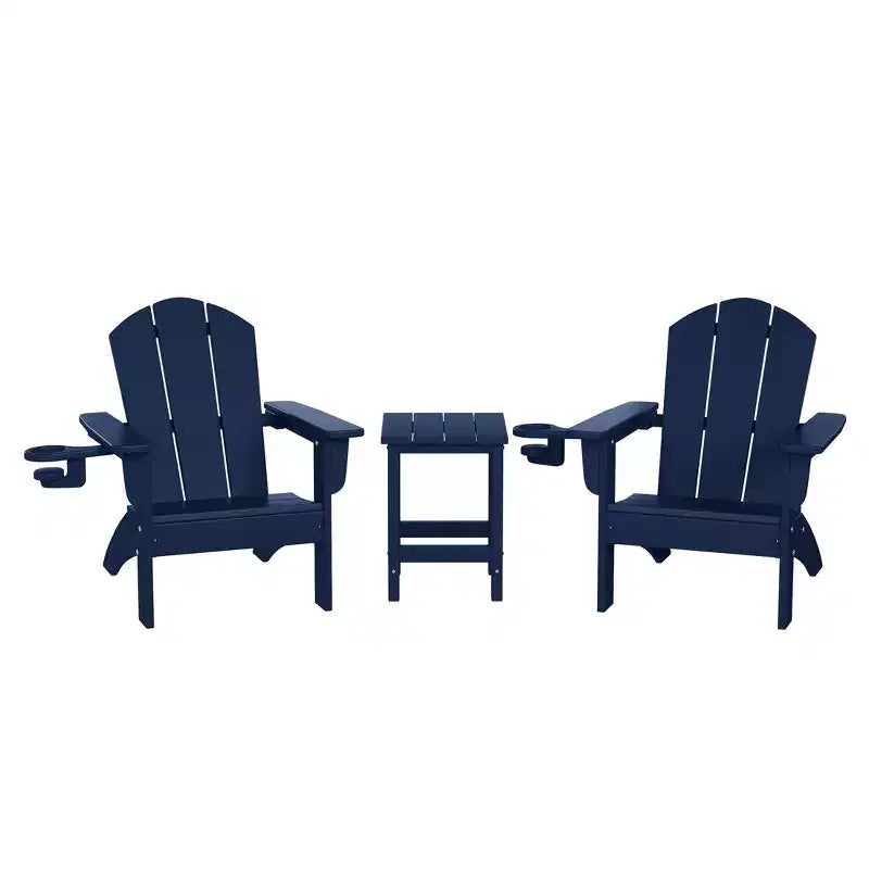 WestinTrends Malibu Set di 3 Sedie Adirondack per Bambini in HDPE con Tavolino Laterale Quadrato e Portabicchieri