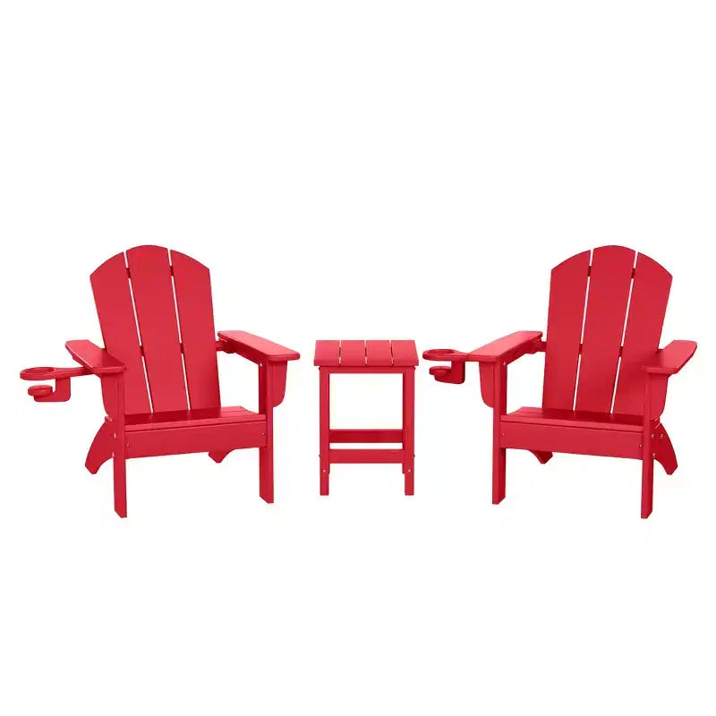 WestinTrends Malibu Set di 3 Sedie Adirondack per Bambini in HDPE con Tavolino Laterale Quadrato e Portabicchieri