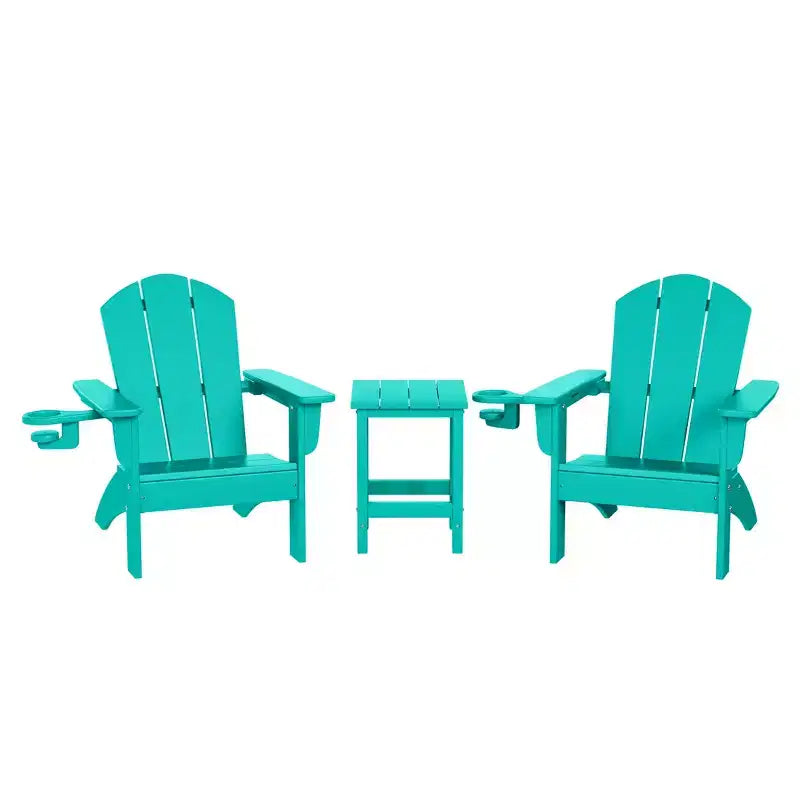 WestinTrends Malibu Set di 3 Sedie Adirondack per Bambini in HDPE con Tavolino Laterale Quadrato e Portabicchieri