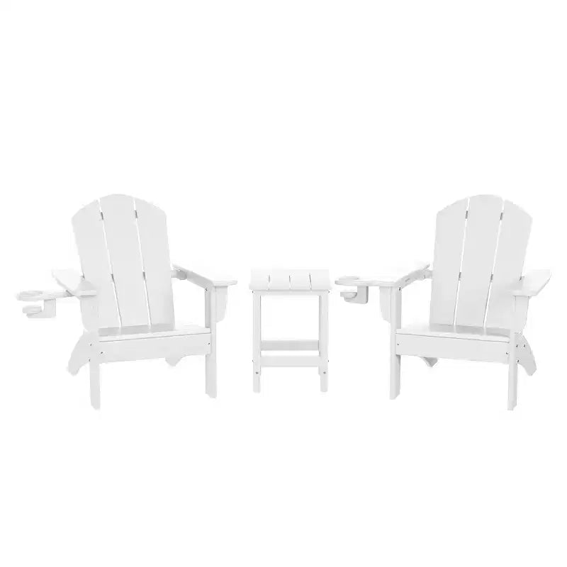 WestinTrends Malibu Set di 3 Sedie Adirondack per Bambini in HDPE con Tavolino Laterale Quadrato e Portabicchieri