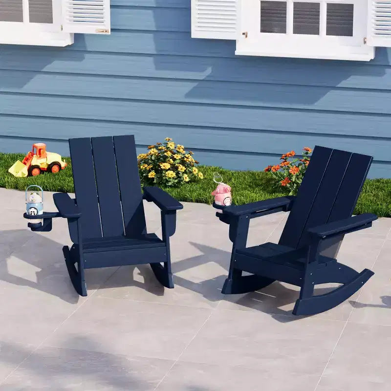 WestinTrends Ashore Sedie a dondolo moderne per bambini in plastica HDPE da esterno (set da 2)