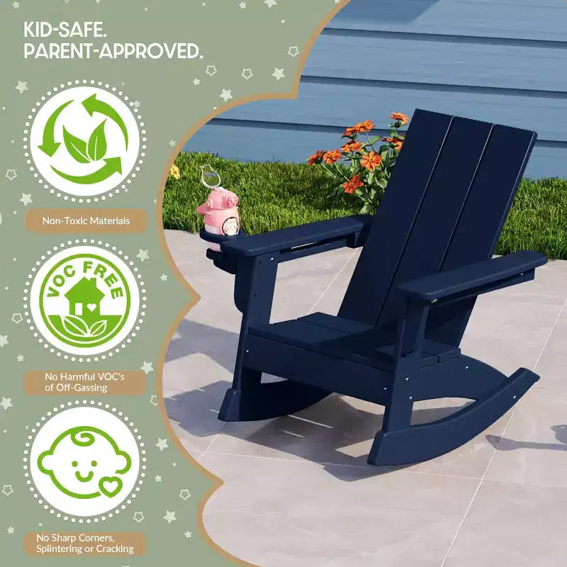 WestinTrends Ashore Sedie a dondolo moderne per bambini in plastica HDPE da esterno (set da 2)