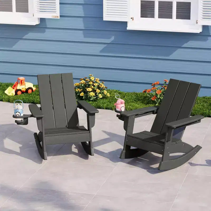 WestinTrends Ashore Sedie a dondolo moderne per bambini in plastica HDPE da esterno (set da 2)