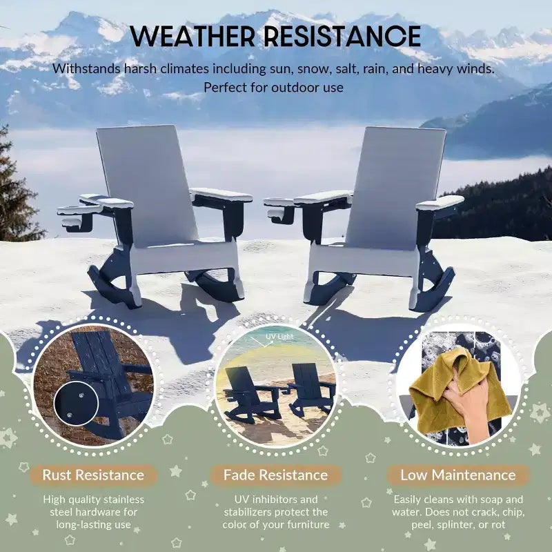 WestinTrends Ashore Sedie a dondolo moderne per bambini in plastica HDPE da esterno (set da 2)