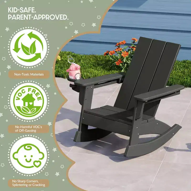 WestinTrends Ashore Sedie a dondolo moderne per bambini in plastica HDPE da esterno (set da 2)