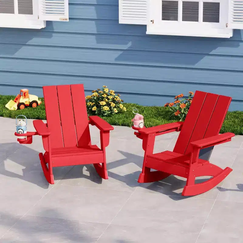 WestinTrends Ashore Sedie a dondolo moderne per bambini in plastica HDPE da esterno (set da 2)