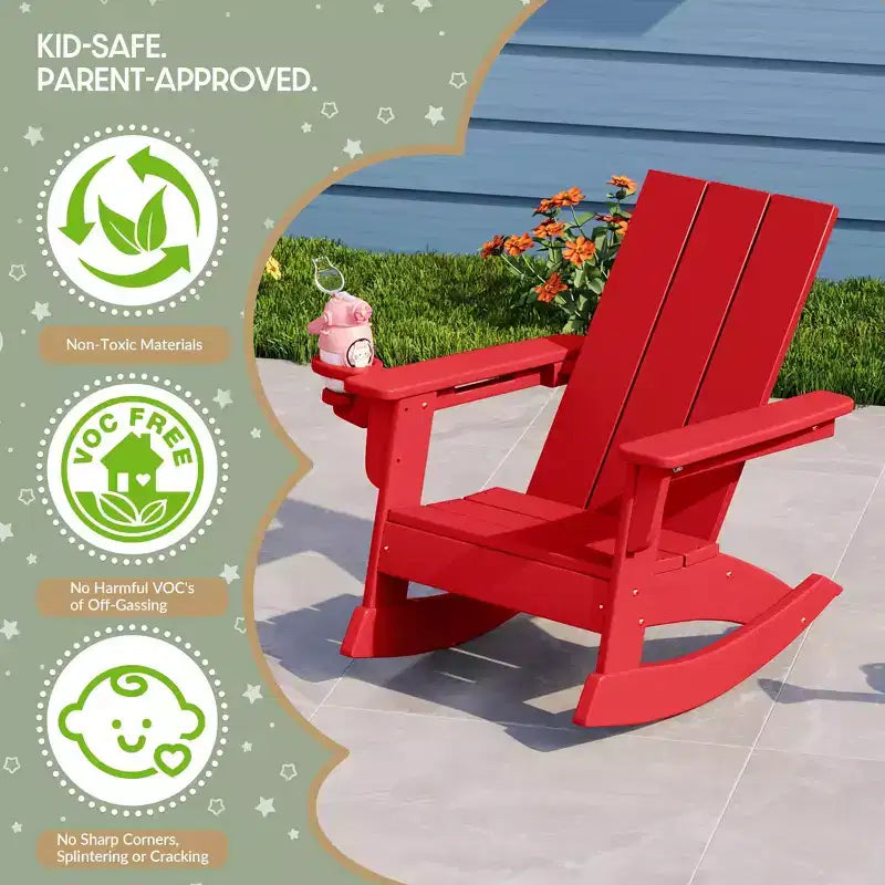WestinTrends Ashore Sedie a dondolo moderne per bambini in plastica HDPE da esterno (set da 2)