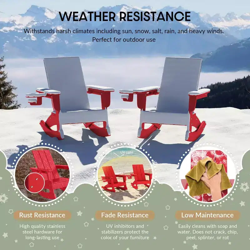 WestinTrends Ashore Sedie a dondolo moderne per bambini in plastica HDPE da esterno (set da 2)