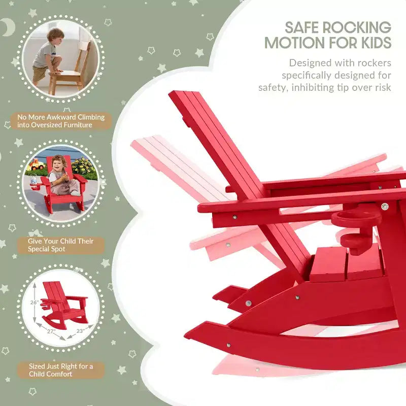 WestinTrends Ashore Sedie a dondolo moderne per bambini in plastica HDPE da esterno (set da 2)