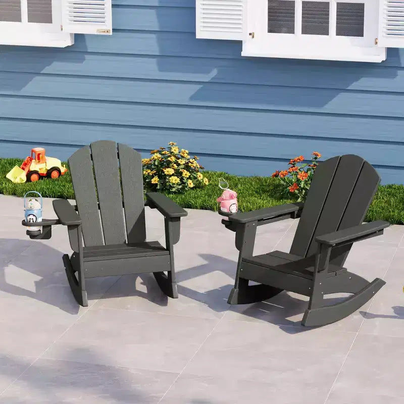 WestinTrends Malibu Sedie a dondolo classiche Adirondack per bambini piccoli in HDPE da esterno (set da 2)