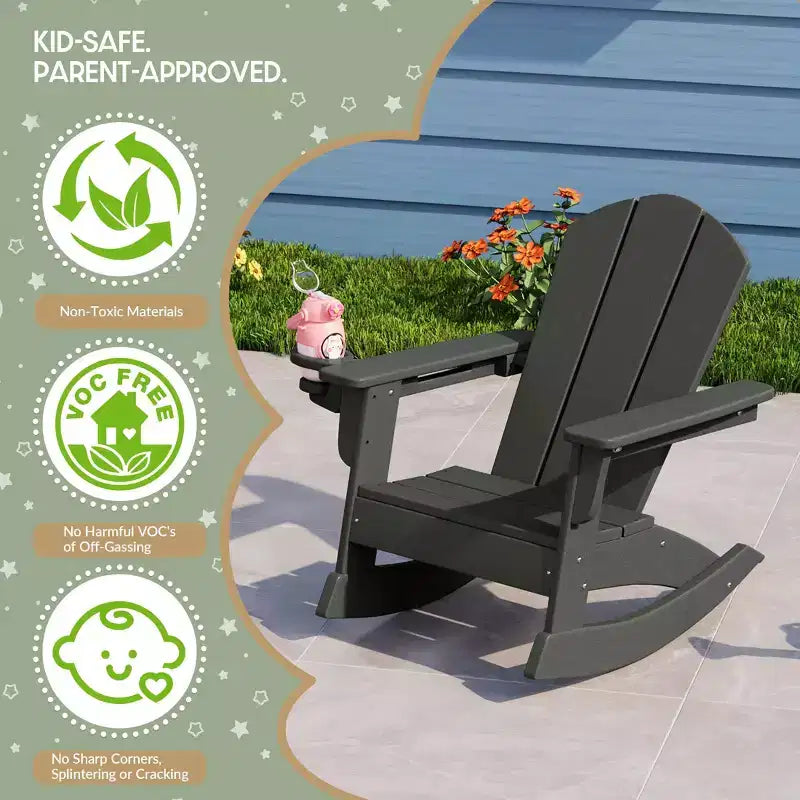 WestinTrends Malibu Sedie a dondolo classiche Adirondack per bambini piccoli in HDPE da esterno (set da 2)