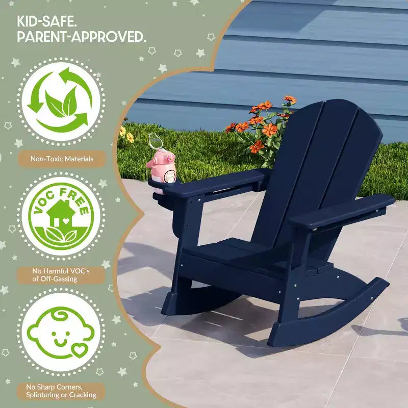 WestinTrends Malibu Sedie a dondolo classiche Adirondack per bambini piccoli in HDPE da esterno (set da 2)