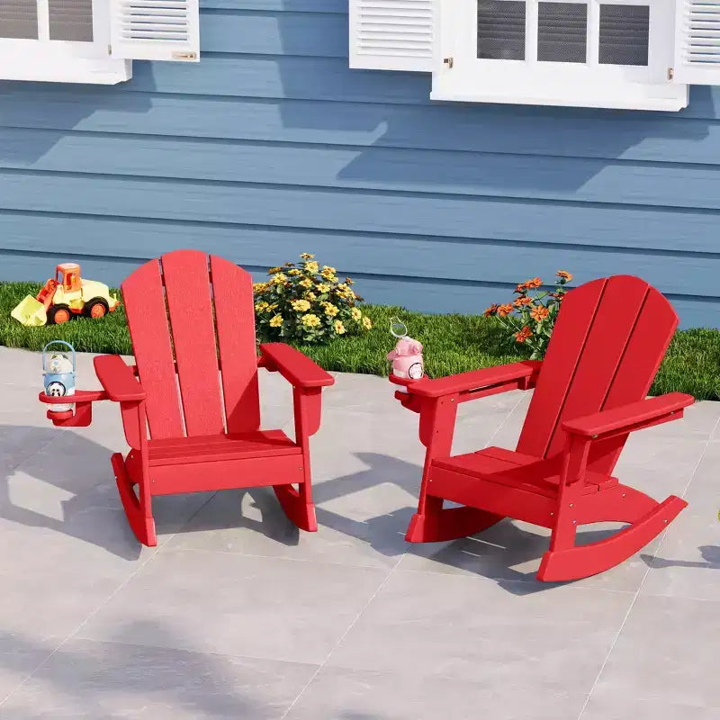 WestinTrends Malibu Sedie a dondolo classiche Adirondack per bambini piccoli in HDPE da esterno (set da 2)