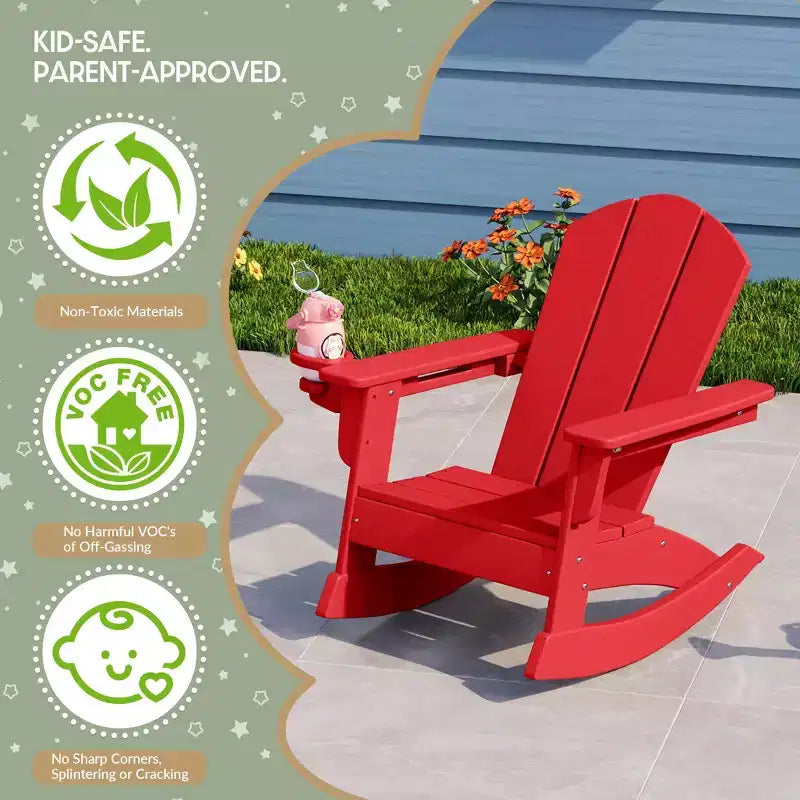 WestinTrends Malibu Sedie a dondolo classiche Adirondack per bambini piccoli in HDPE da esterno (set da 2)