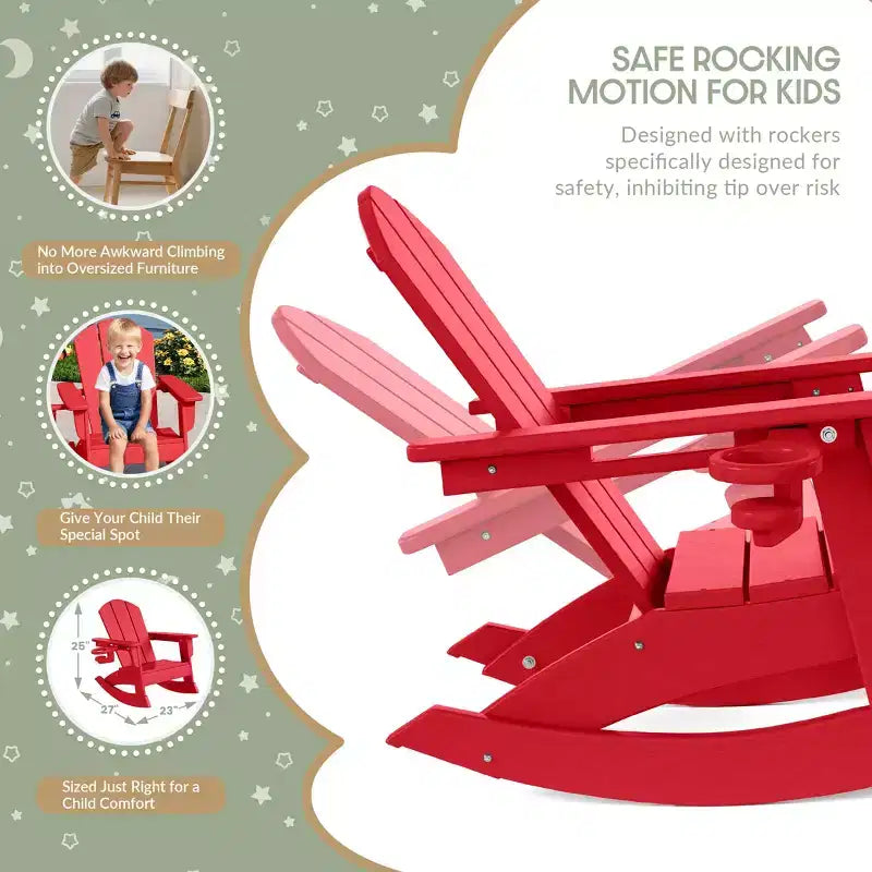 WestinTrends Malibu Sedie a dondolo classiche Adirondack per bambini piccoli in HDPE da esterno (set da 2)