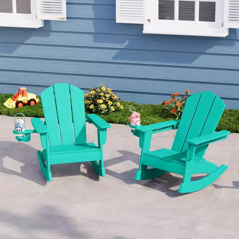 WestinTrends Malibu Sedie a dondolo classiche Adirondack per bambini piccoli in HDPE da esterno (set da 2)