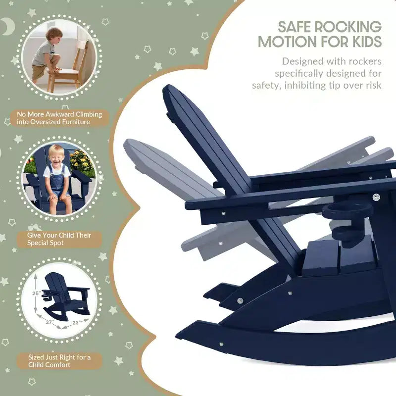 WestinTrends Malibu Sedie a dondolo classiche Adirondack per bambini piccoli in HDPE da esterno (set da 2)