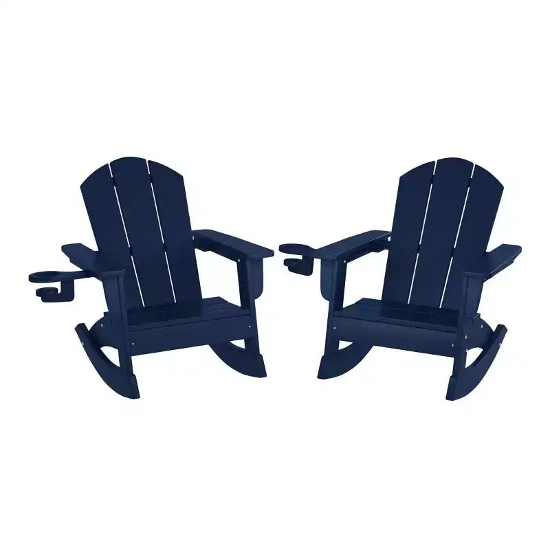 WestinTrends Malibu Outdoor HDPE Plastic Preschool Toddler Classic Adirondack Rocking Chairs (Set of 2)