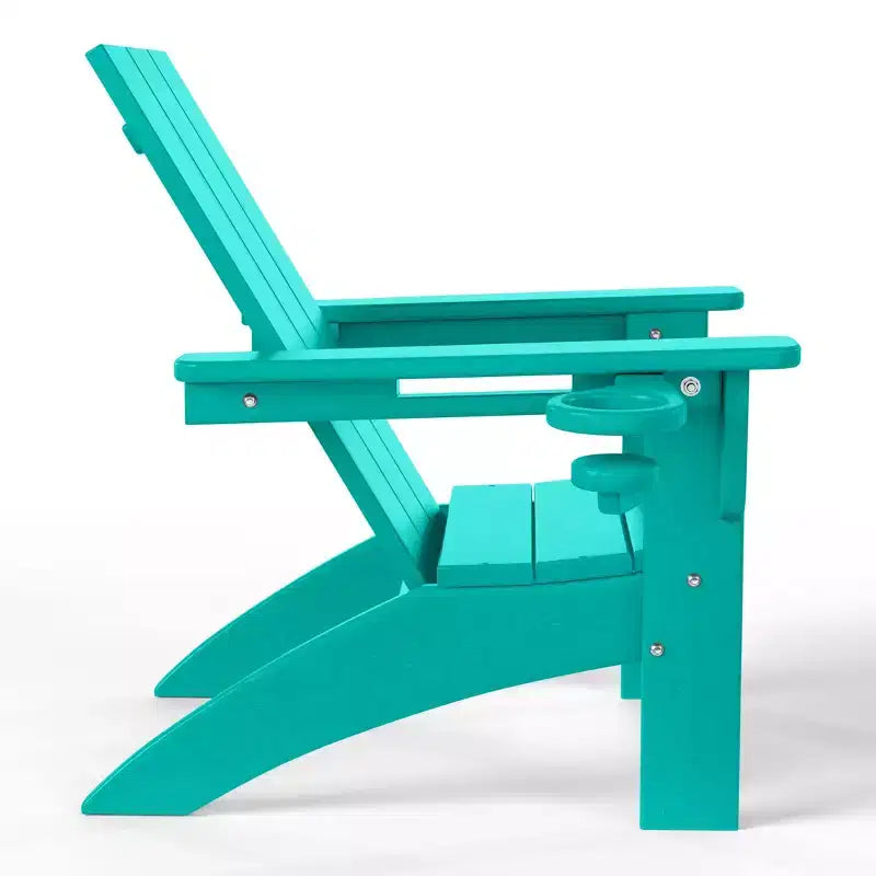 Ensemble de 3 chaises Adirondack modernes WestinTrends Ashore en PEHD pour enfants avec table d'appoint carrée et porte-gobelets