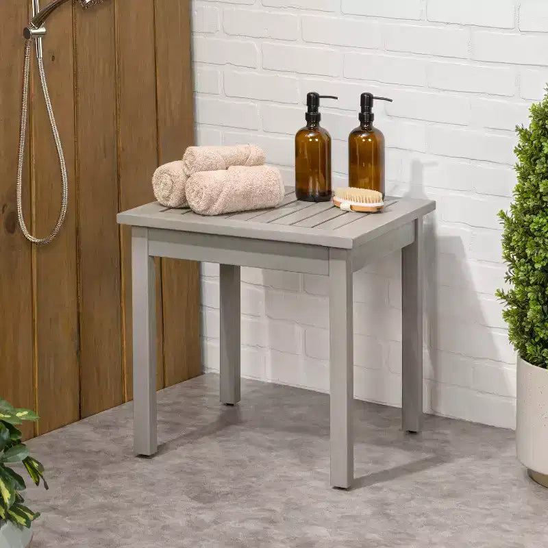 JONATHAN Y Archer 18.9 Table d'appoint Adirondack carrée à lattes en bois d'acacia massif, style classique moderne, pour intérieur/extérieur