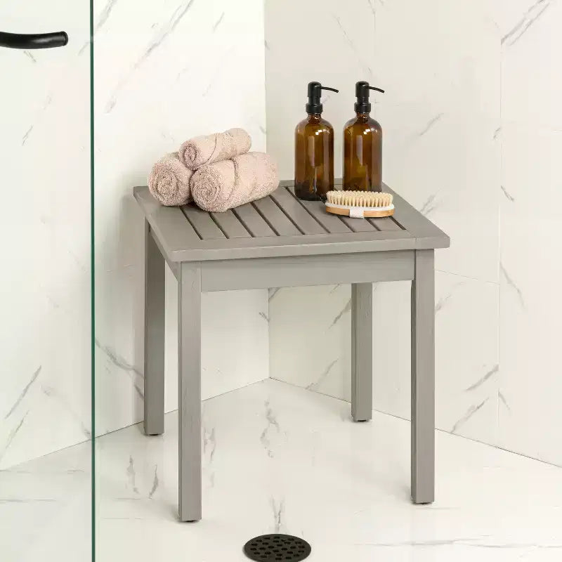 JONATHAN Y Archer 18.9 Table d'appoint Adirondack carrée à lattes en bois d'acacia massif, style classique moderne, pour intérieur/extérieur