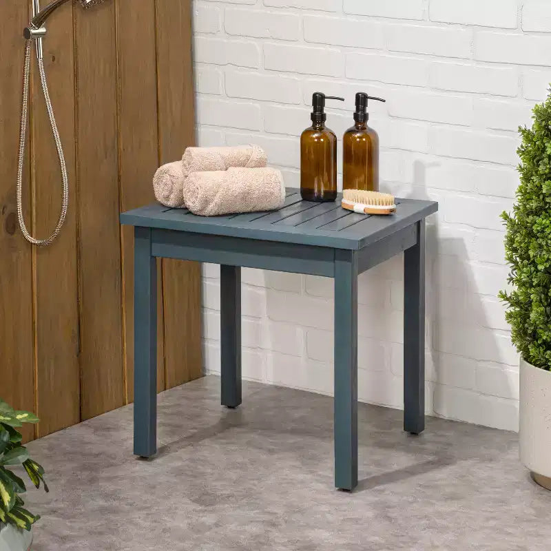 JONATHAN Y Archer 18.9 Table d'appoint Adirondack carrée à lattes en bois d'acacia massif, style classique moderne, pour intérieur/extérieur