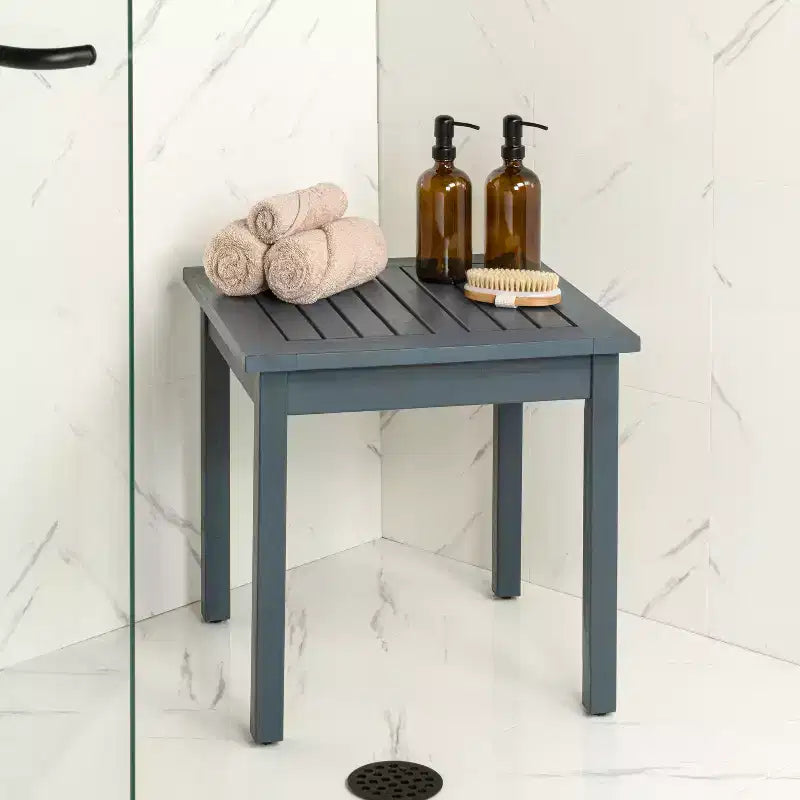 JONATHAN Y Archer 18.9 Table d'appoint Adirondack carrée à lattes en bois d'acacia massif, style classique moderne, pour intérieur/extérieur