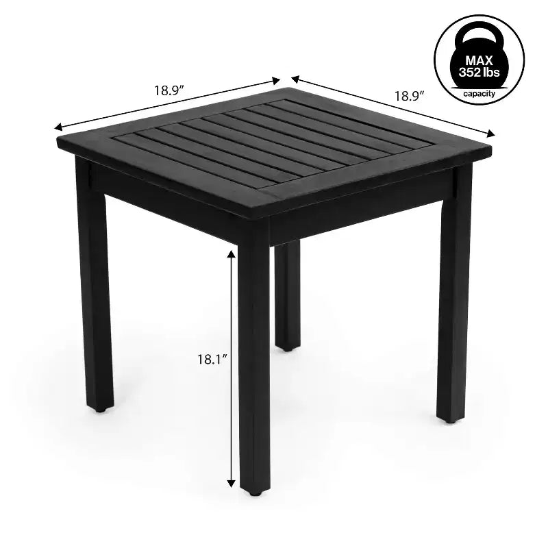 JONATHAN Y Archer 18.9 Table d'appoint Adirondack carrée à lattes en bois d'acacia massif, style classique moderne, pour intérieur/extérieur