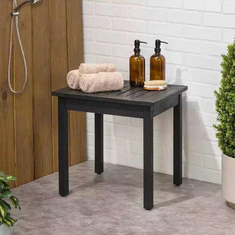 JONATHAN Y Archer 18.9 Table d'appoint Adirondack carrée à lattes en bois d'acacia massif, style classique moderne, pour intérieur/extérieur
