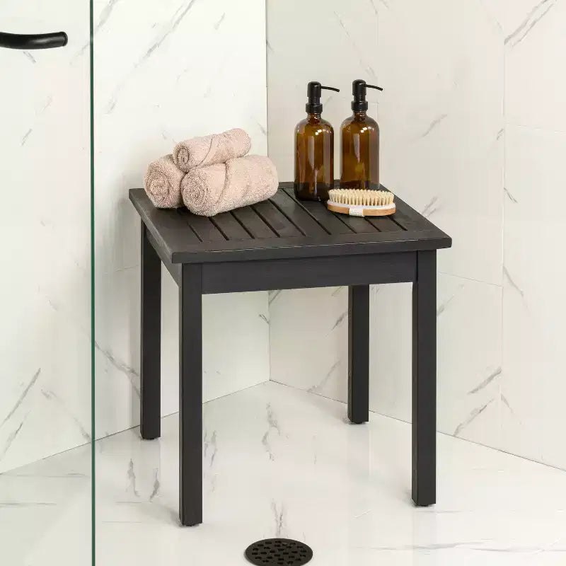 JONATHAN Y Archer 18.9 Table d'appoint Adirondack carrée à lattes en bois d'acacia massif, style classique moderne, pour intérieur/extérieur